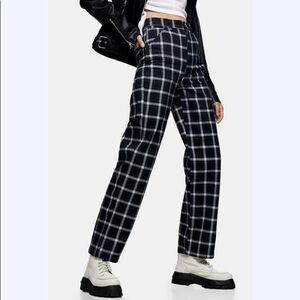 TOPSHOP Navy Check Carpenter Jeans
